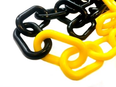 Chaîne de signalisation plastique 8 mm jaune / noir sur bobine 25 m